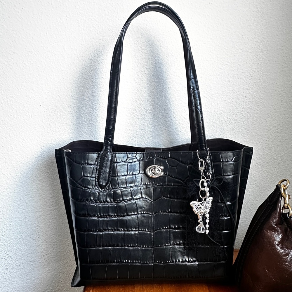 Coach black Crocodile Willow Tote